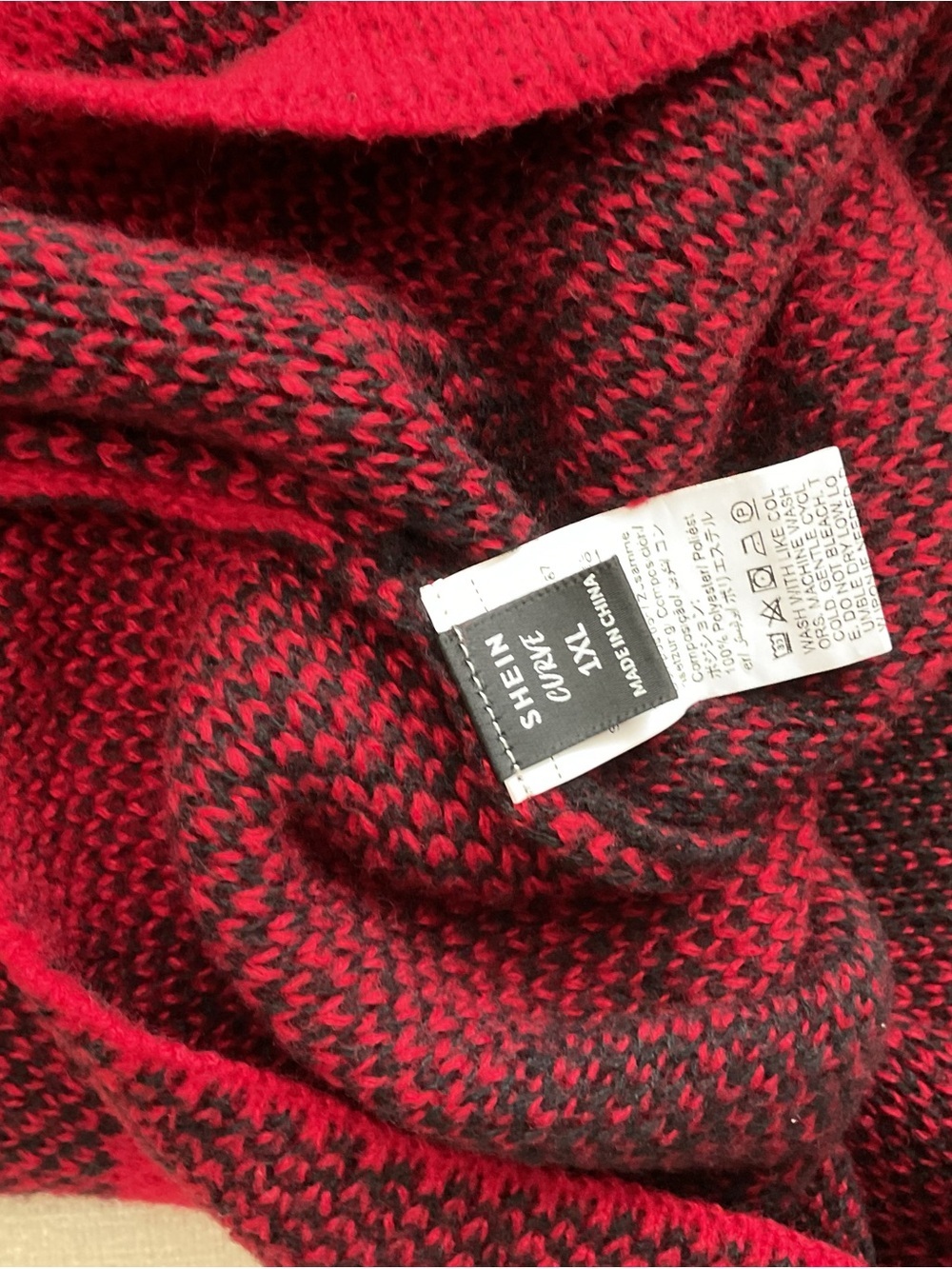 SHEIN Red and Black Turtleneck Poncho Sweater - Picture 6 of 6